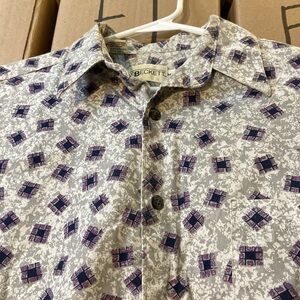 J.T. Beckett Retro Mens Multicolor Geometric Long Sleeve Button Down M